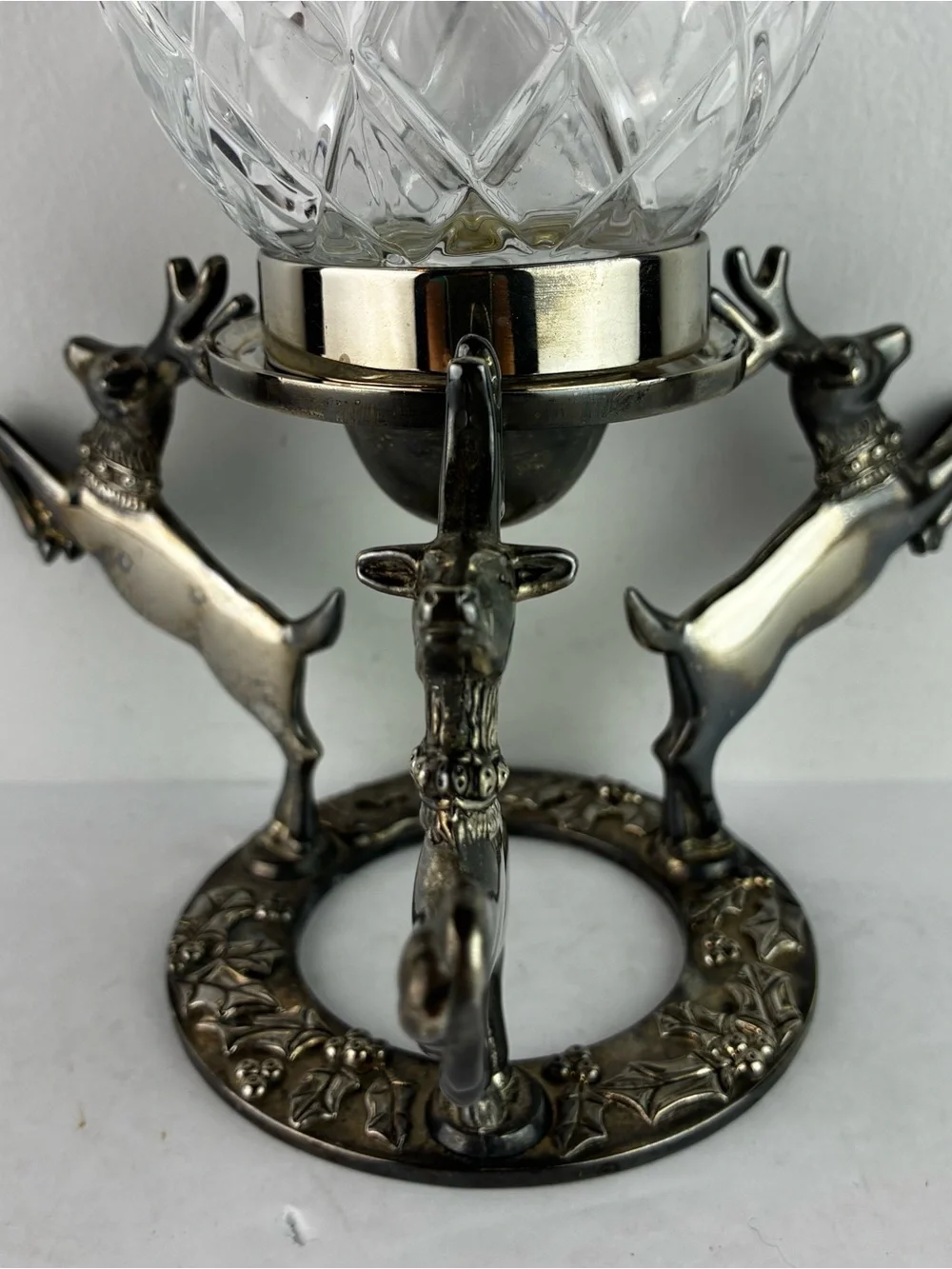 Godinger Vintage 1980’s Silver Plated Reindeer Hurricane Candleholder